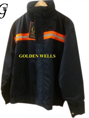 Gabardine jacket with safety reflective strips
